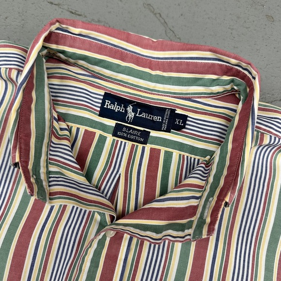 Ralph Lauren Shirt Mens XL Multicolor Stripe Blaire Short Sleeve Button Up - Picture 2 of 8